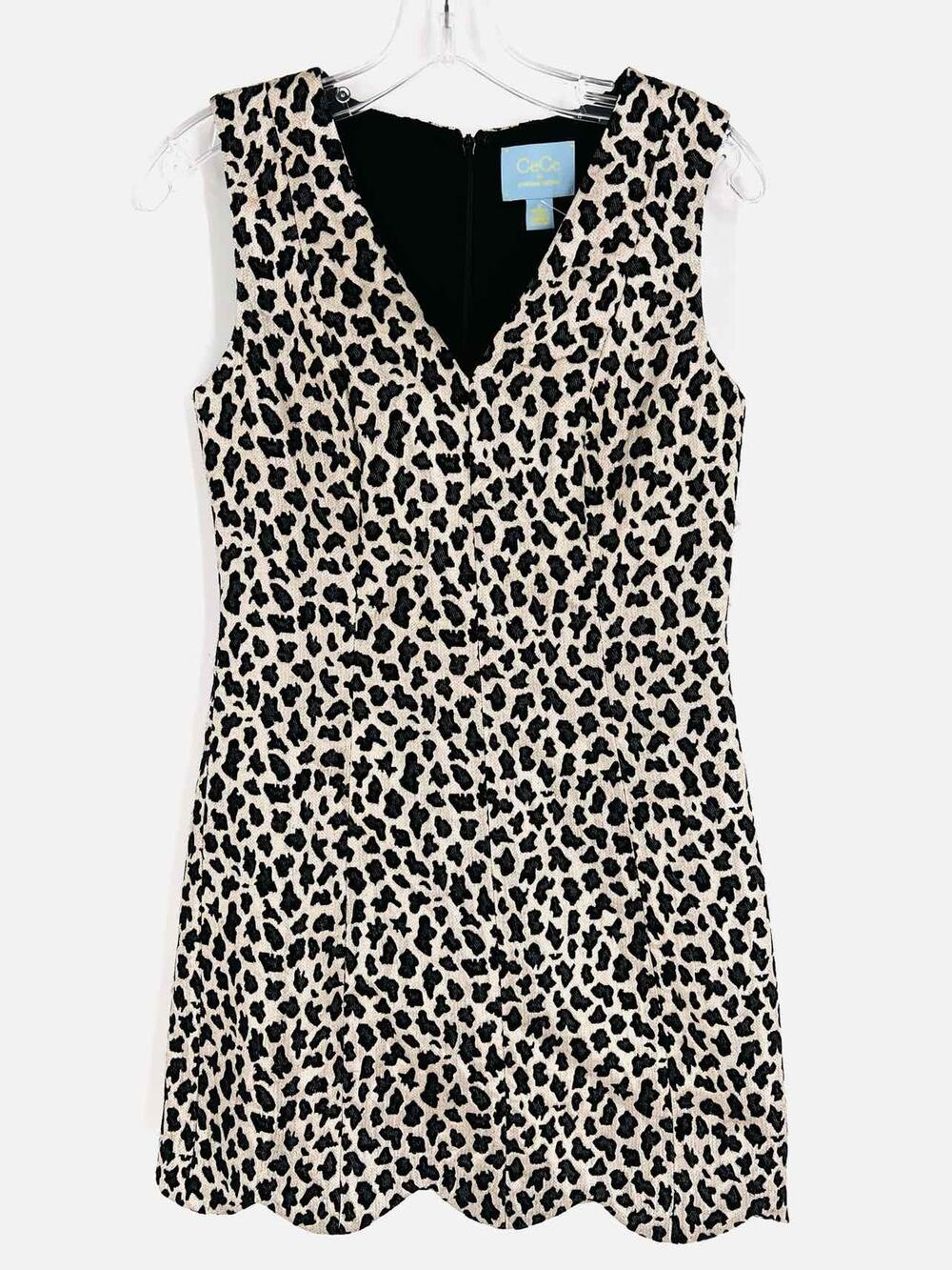 CeCe Size 0 Soft Gold/Black Animal Print Metallic NEW Designer Dress